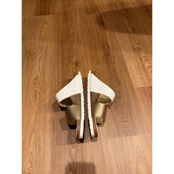 BIRKENSTOCK NWOT White & Gold Arizona Sandals Size 41 or 10 - Picture 7 of 14